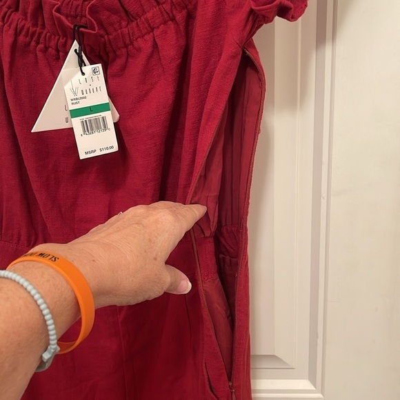 NWT Lost + Wander short sleeve Linen blend one piece Pantsuit women’s sz L Red - Picture 8 of 15